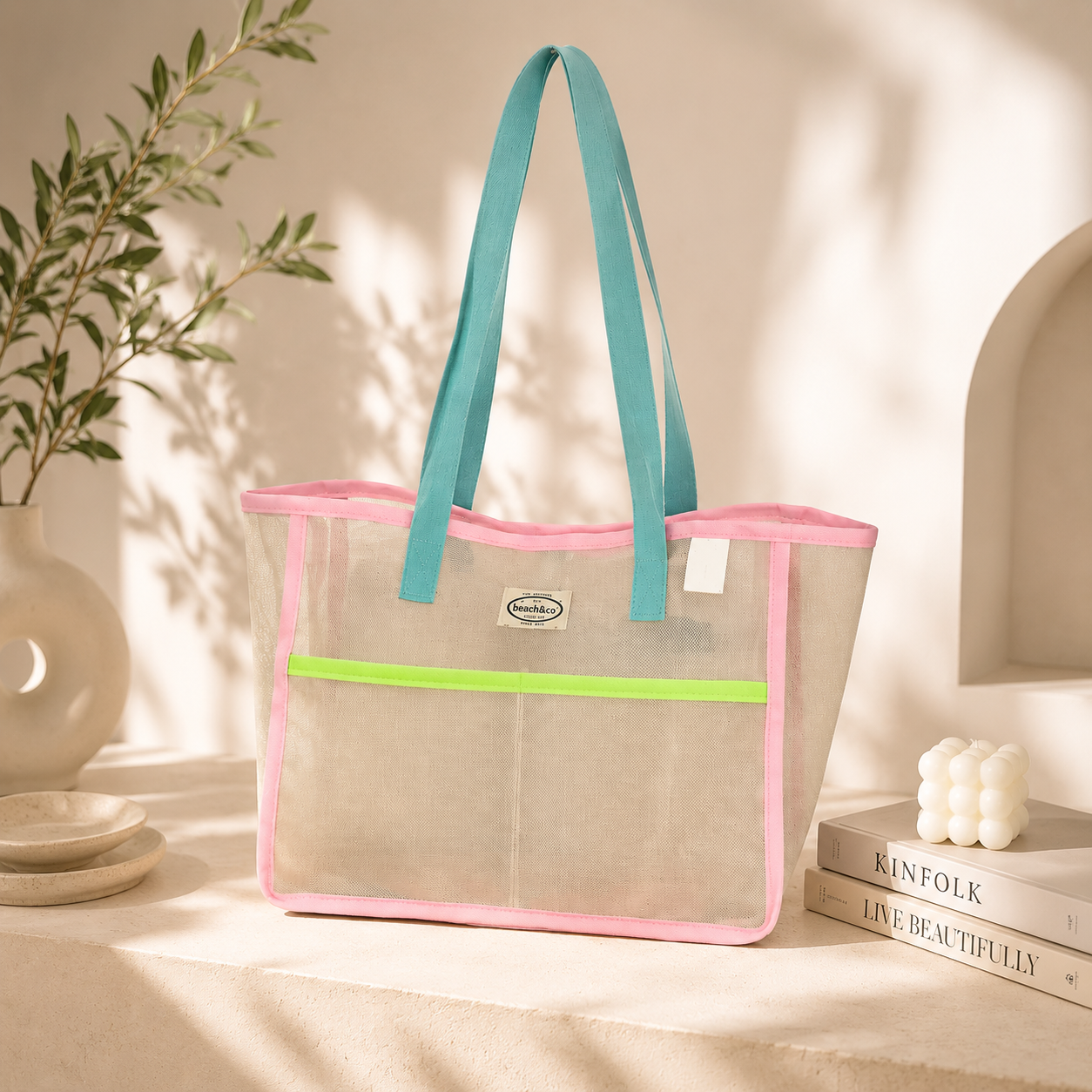 Draining Mesh Beach Tote Bag