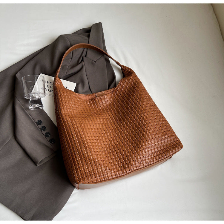 Vintage Hand-woven PU Tote Bag for Women