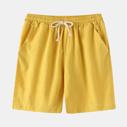 Mens Cotton Linen Casual Shorts Beach Pants