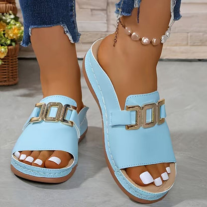 Orthopaedic Gold Buckle Mule Sandals