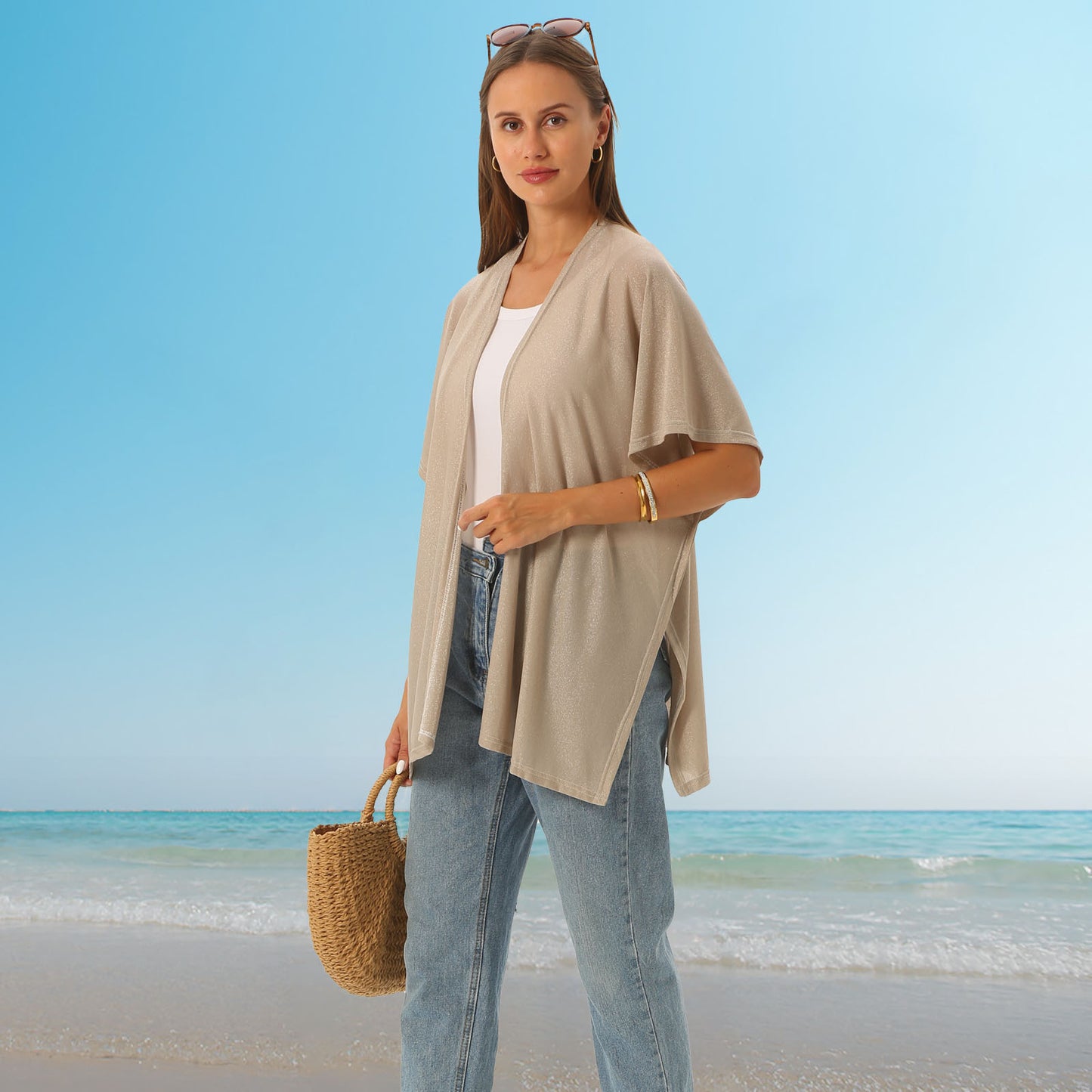 Cardigan beach sun-protective clothing