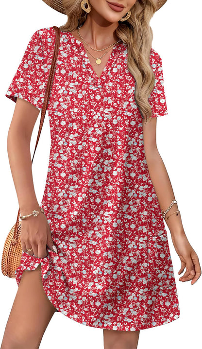 Women's Casual Summer V-Neck Pullover Dress