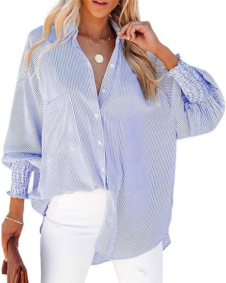 Womens Loose Fit Striped Shirt