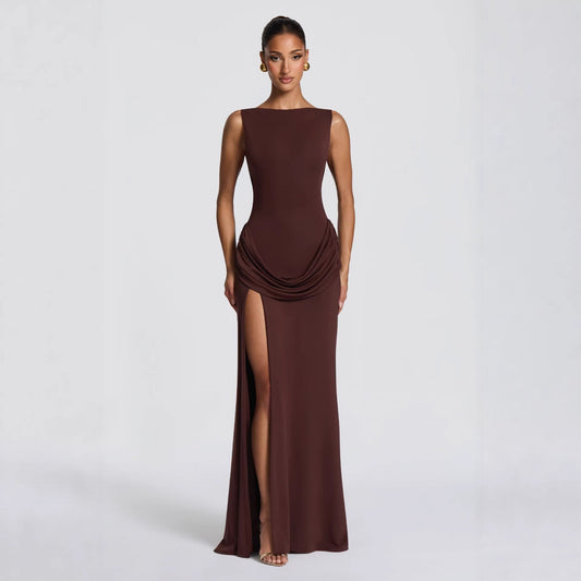 Elegant Solid Color Bodycon Midi Dress