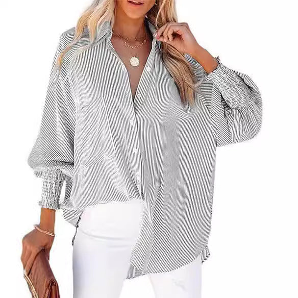 Womens Loose Fit Striped Shirt