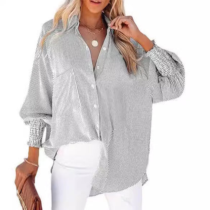 Womens Loose Fit Striped Shirt