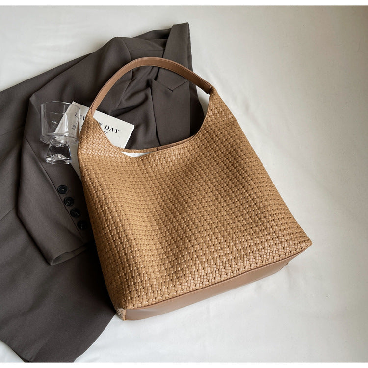 Vintage Hand-woven PU Tote Bag for Women