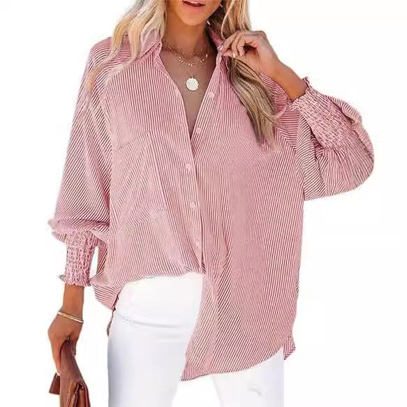 Womens Loose Fit Striped Shirt