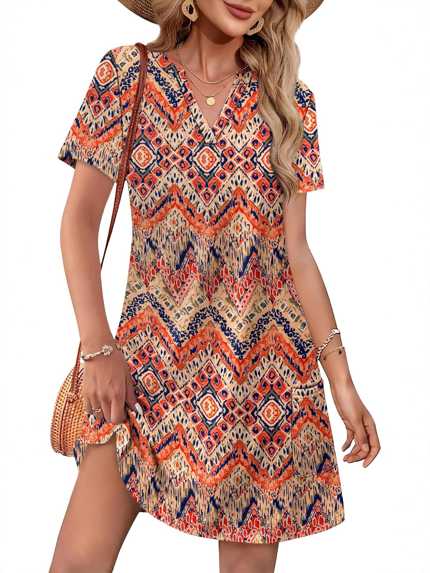 Women's Casual Summer V-Neck Pullover Dress