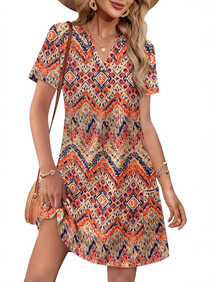 Women's Casual Summer V-Neck Pullover Dress