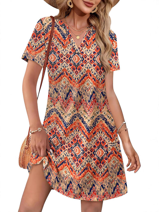 Women's Casual Summer V-Neck Pullover Dress