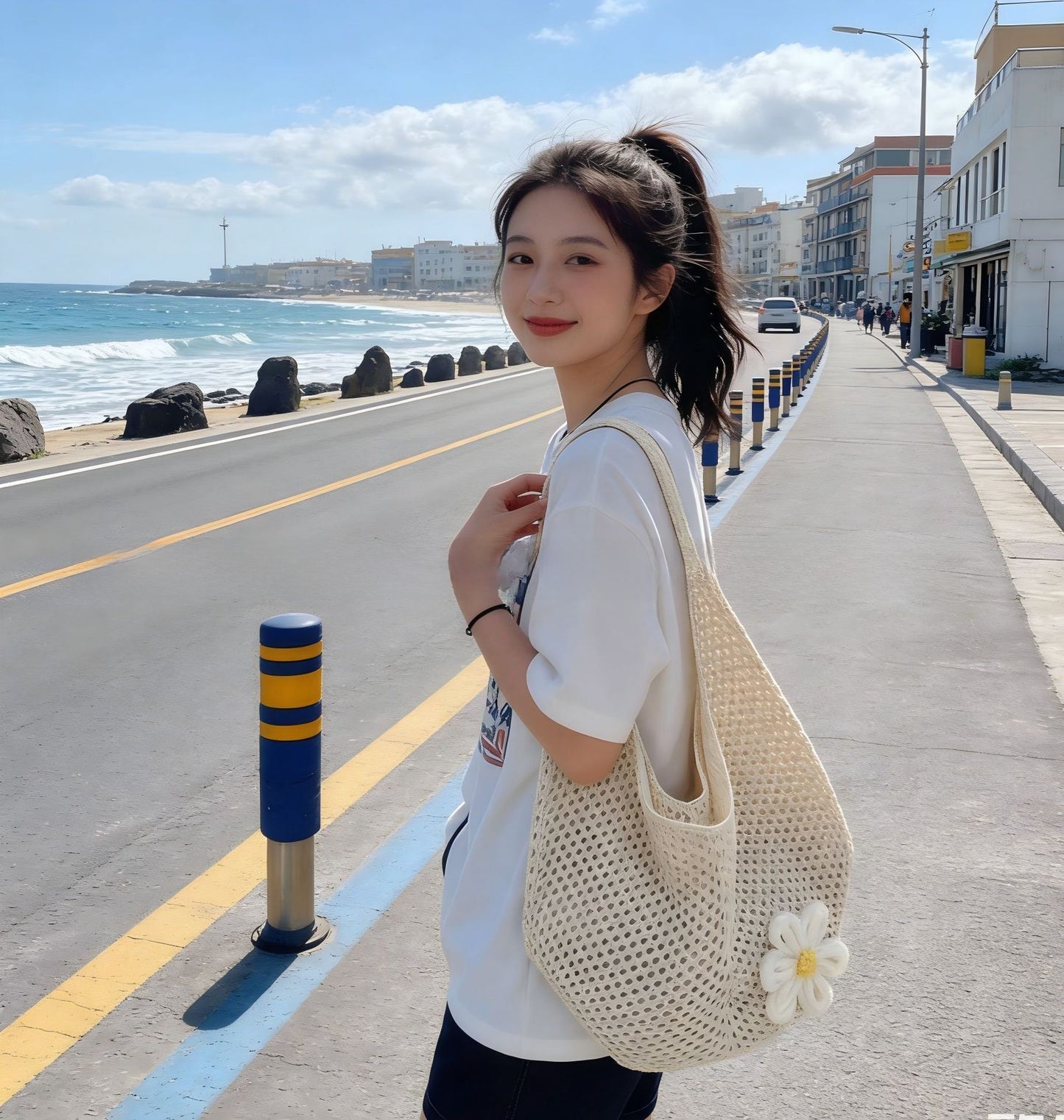 Hollow Hand-Woven Straw Tote Bag for Women