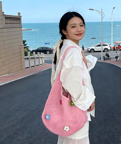 Hollow Hand-Woven Straw Tote Bag for Women