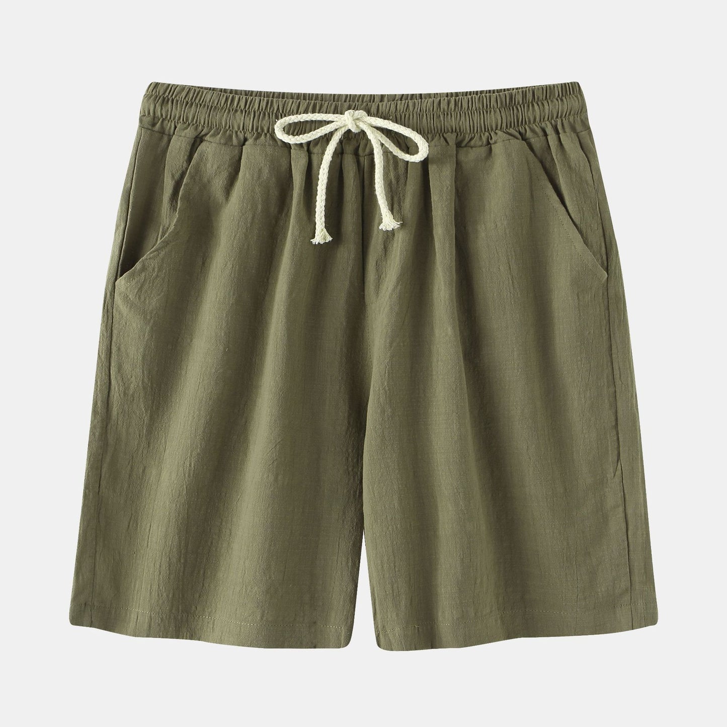 Mens Cotton Linen Casual Shorts Beach Pants