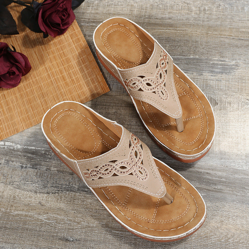 Rhinestone Platform Boho Sandals