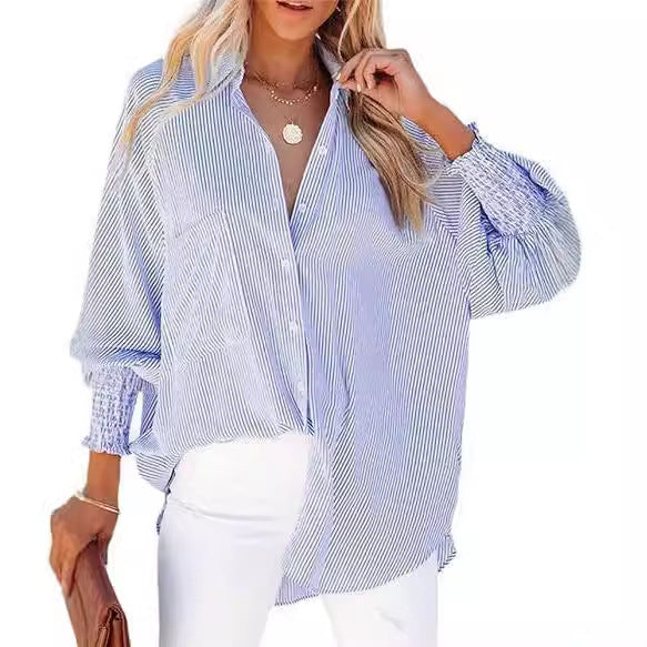 Womens Loose Fit Striped Shirt