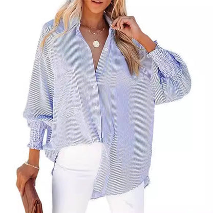 Womens Loose Fit Striped Shirt