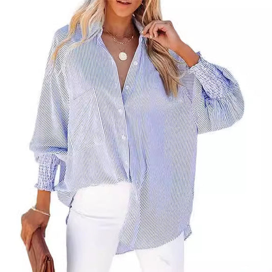 Womens Loose Fit Striped Shirt