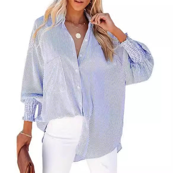 Womens Loose Fit Striped Shirt