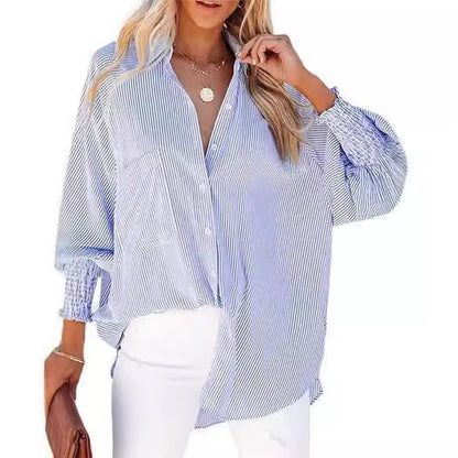 Womens Loose Fit Striped Shirt