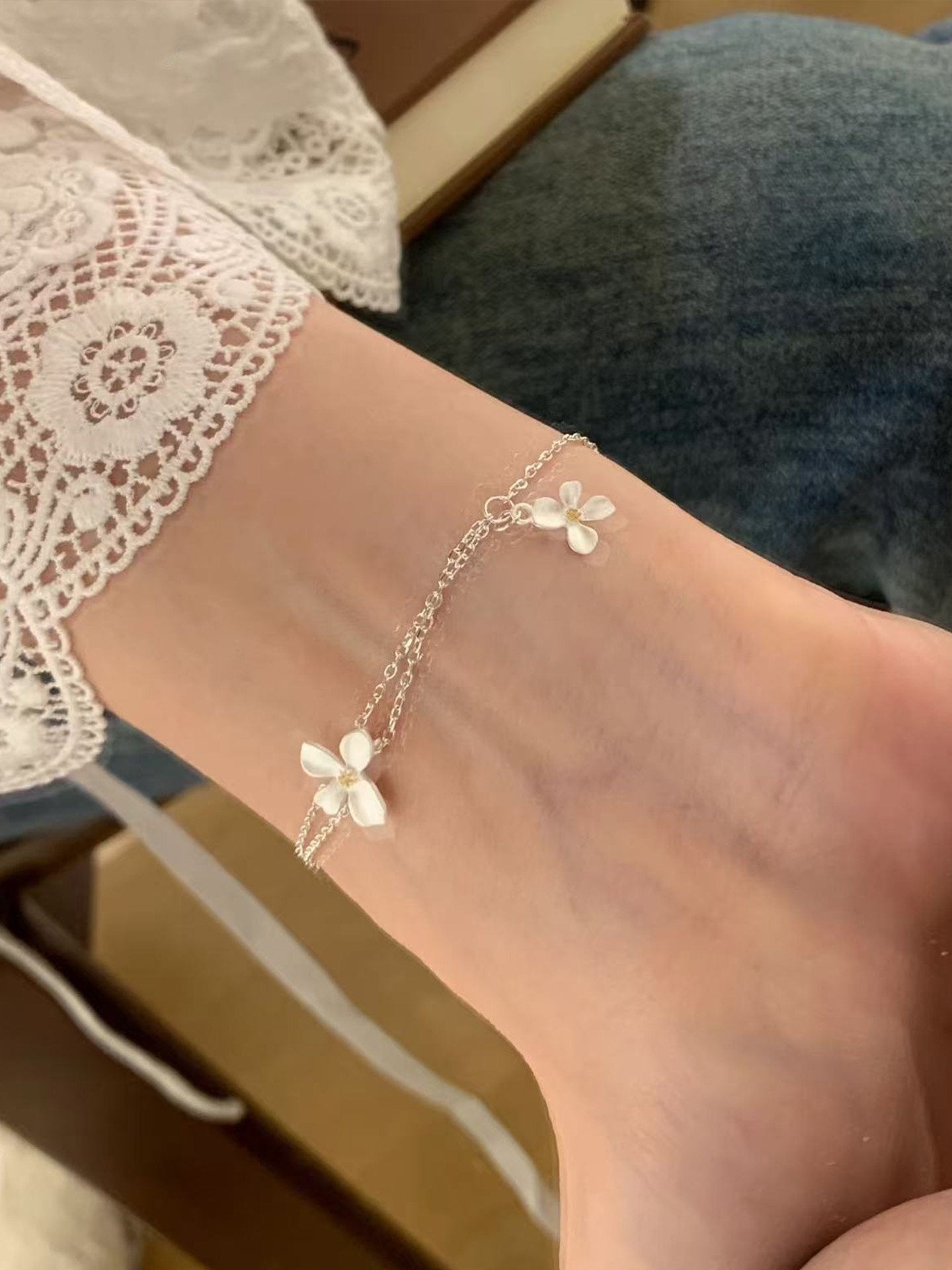 Pure Silver Gardenia Bracelet for Women