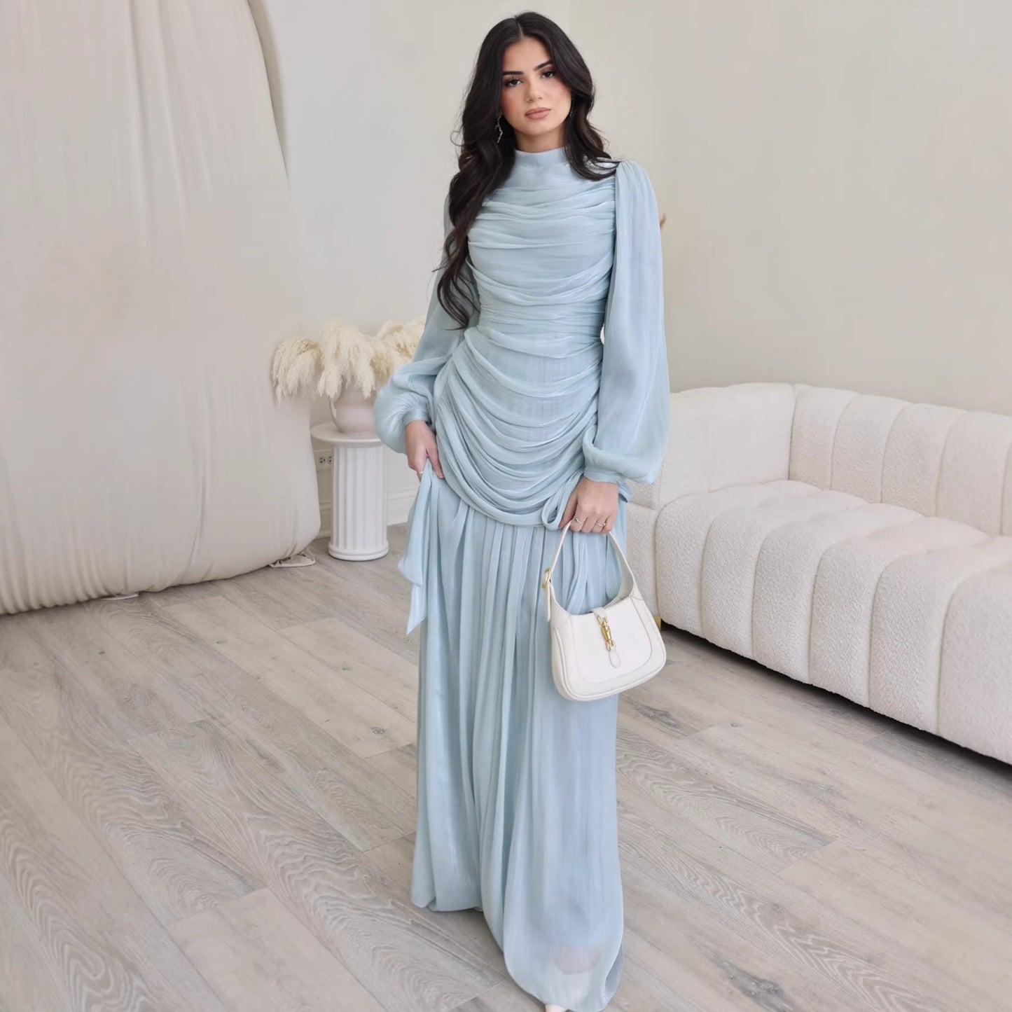 Elegant Round Neck Long Sleeve Bodycon Dress