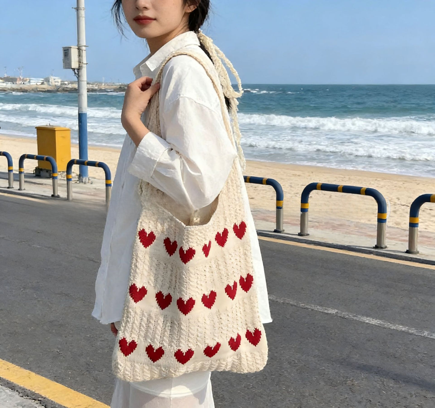 Hollow Hand-Woven Straw Tote Bag for Women