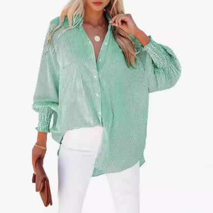 Womens Loose Fit Striped Shirt