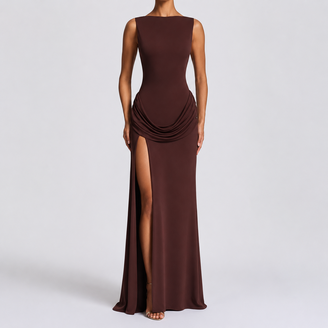 Elegant Solid Color Bodycon Midi Dress