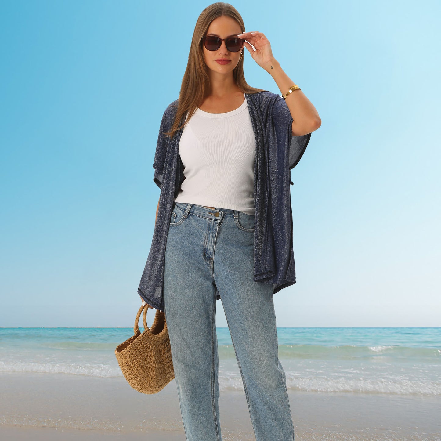 Cardigan beach sun-protective clothing