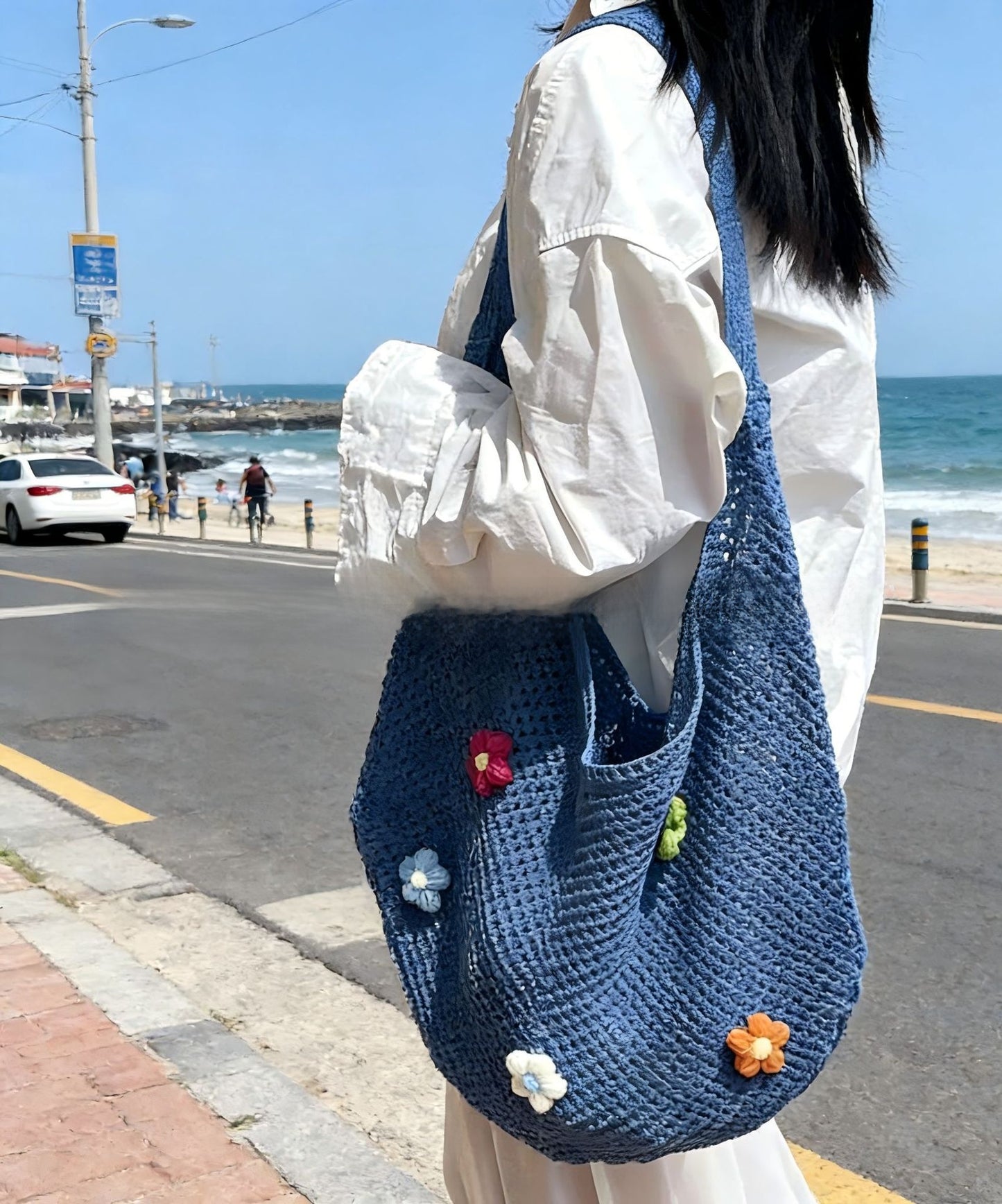 Hollow Hand-Woven Straw Tote Bag for Women