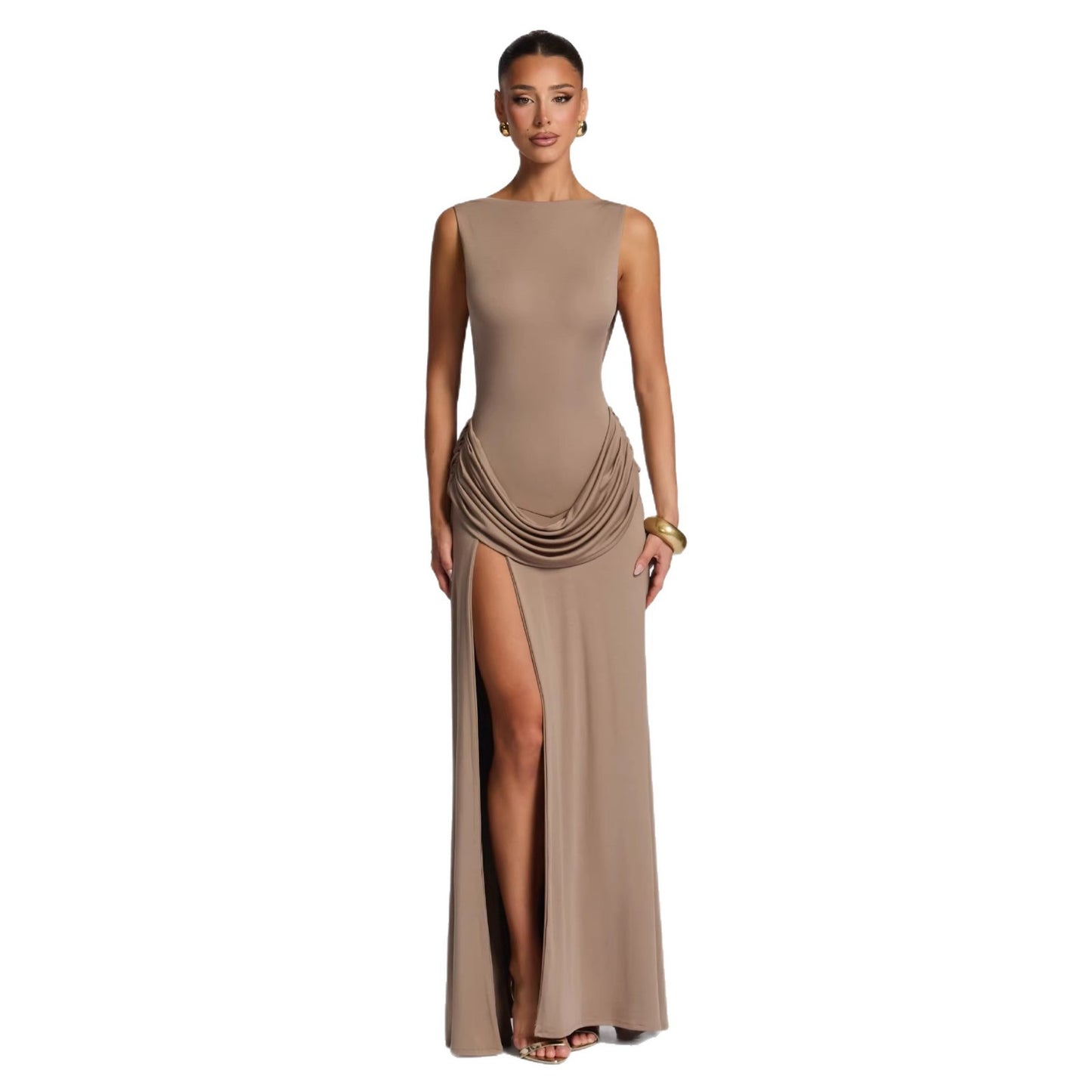 Elegant Solid Color Bodycon Midi Dress