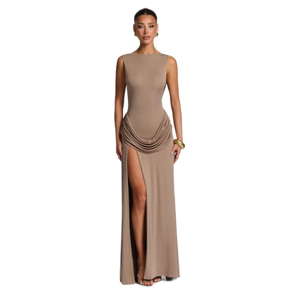 Elegant Solid Color Bodycon Midi Dress