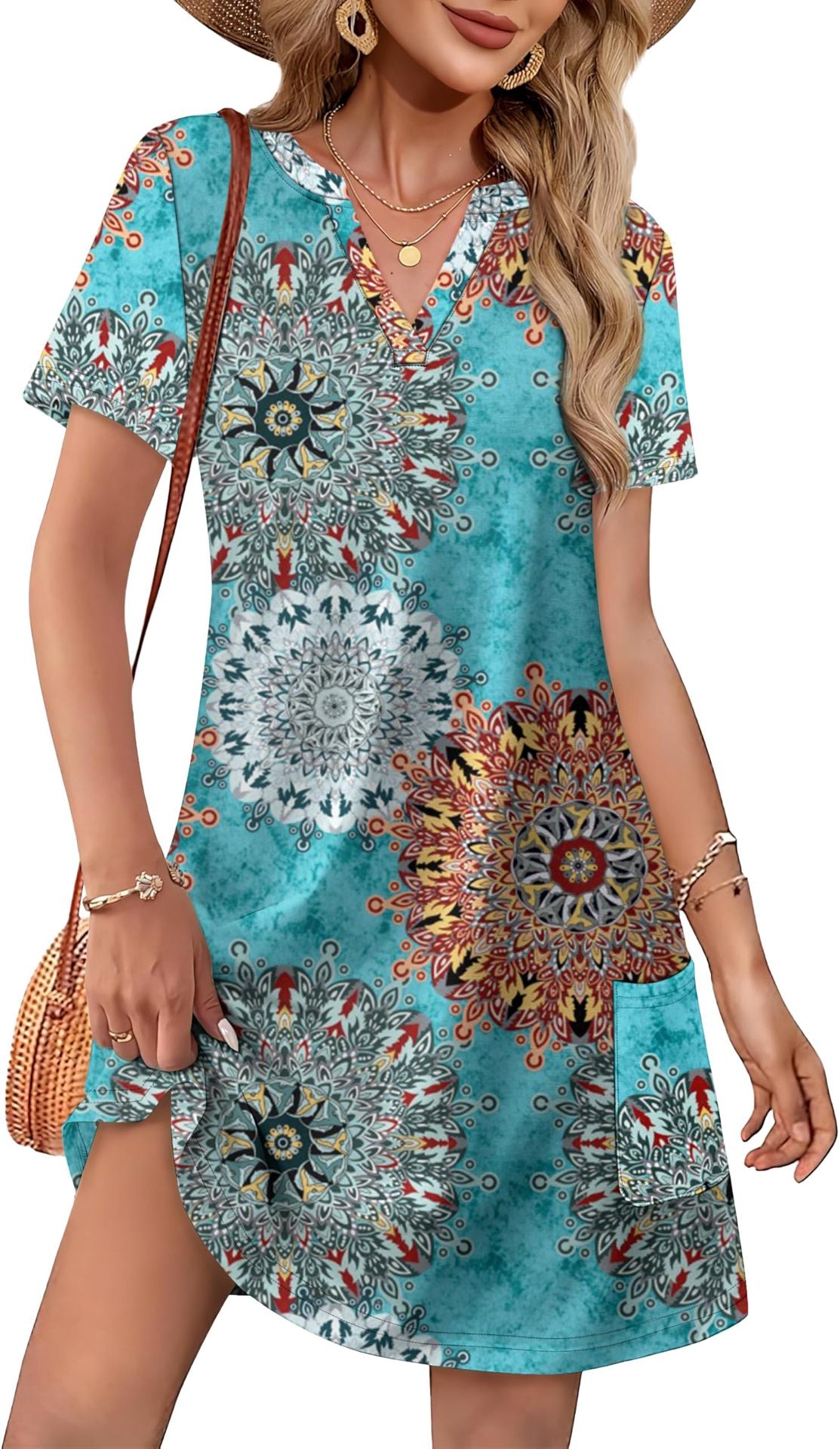 Women's Casual Summer V-Neck Pullover Dress