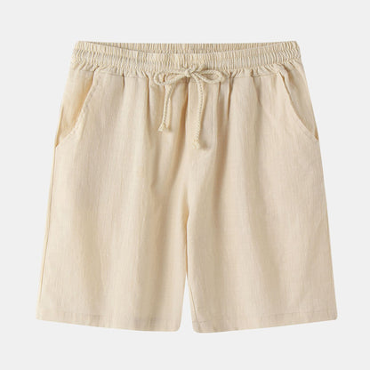 Mens Cotton Linen Casual Shorts Beach Pants