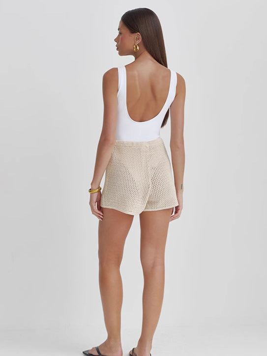 Hollow Out Lace-up Knitted Beach