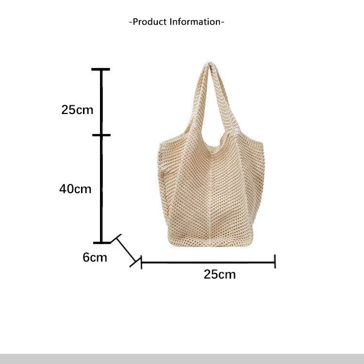Hollow Hand-Woven Straw Tote Bag for Women