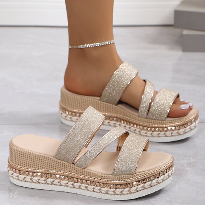 Women's Fish Mouth Buckle Wedge Sandals