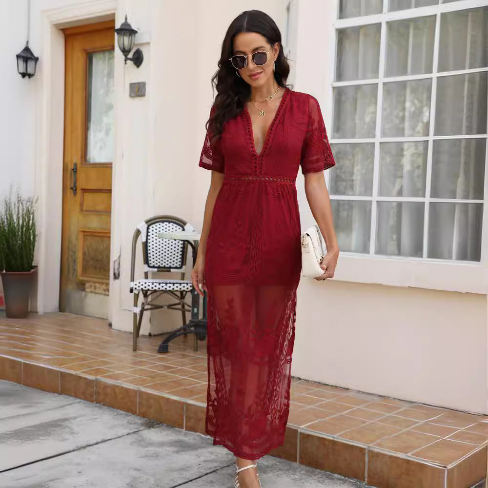 A frilled lace summer dress