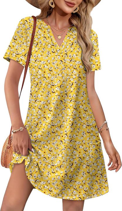 Women's Casual Summer V-Neck Pullover Dress