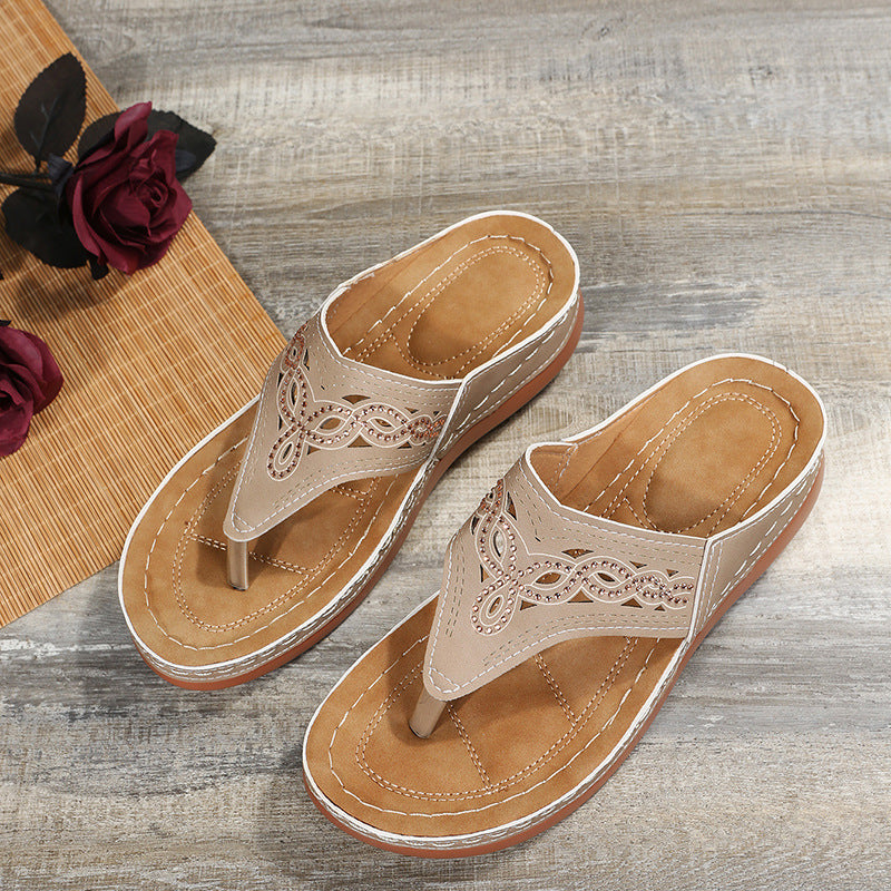 Rhinestone Platform Boho Sandals